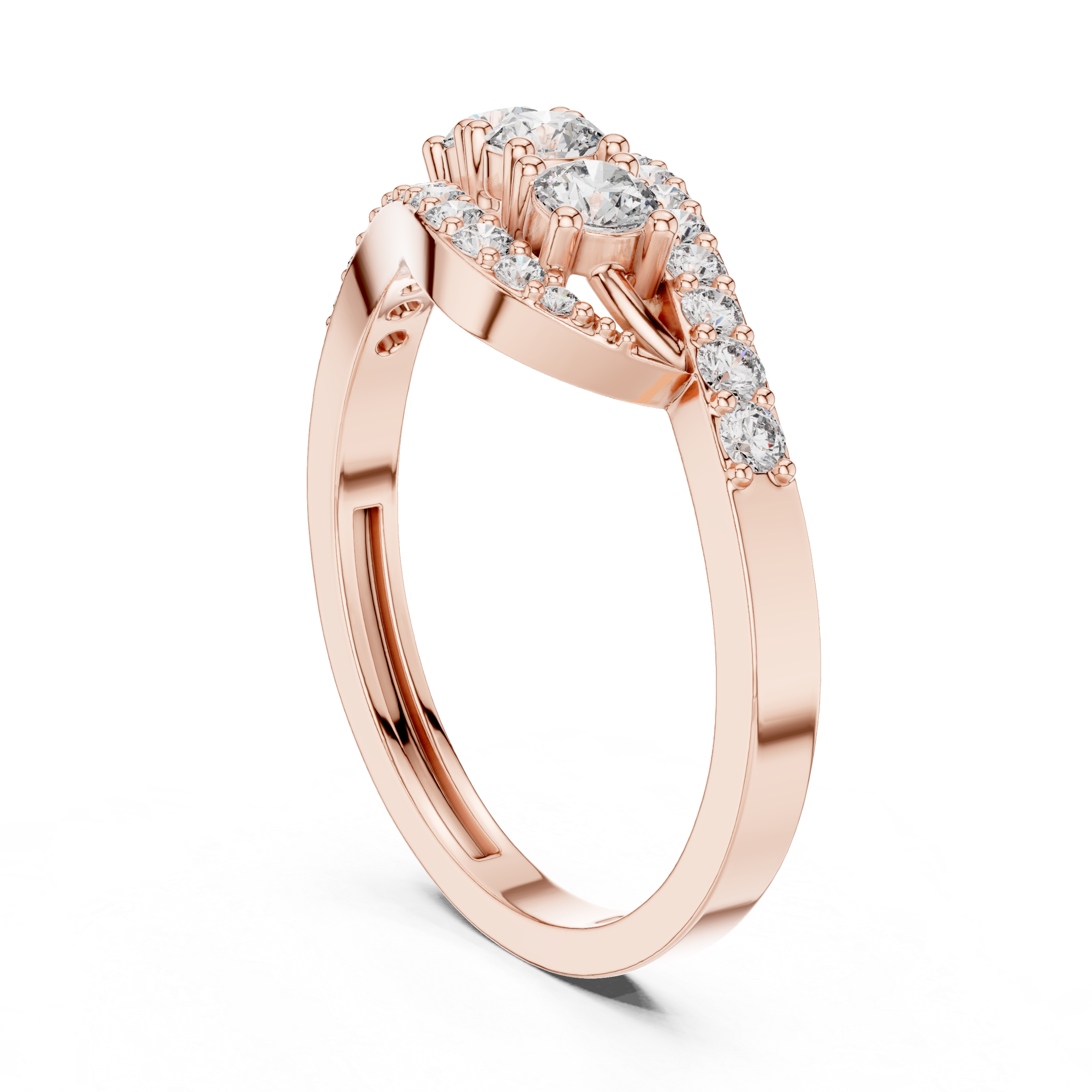 0.53 CT Vintage Three Stone Diamond Swirl Ring