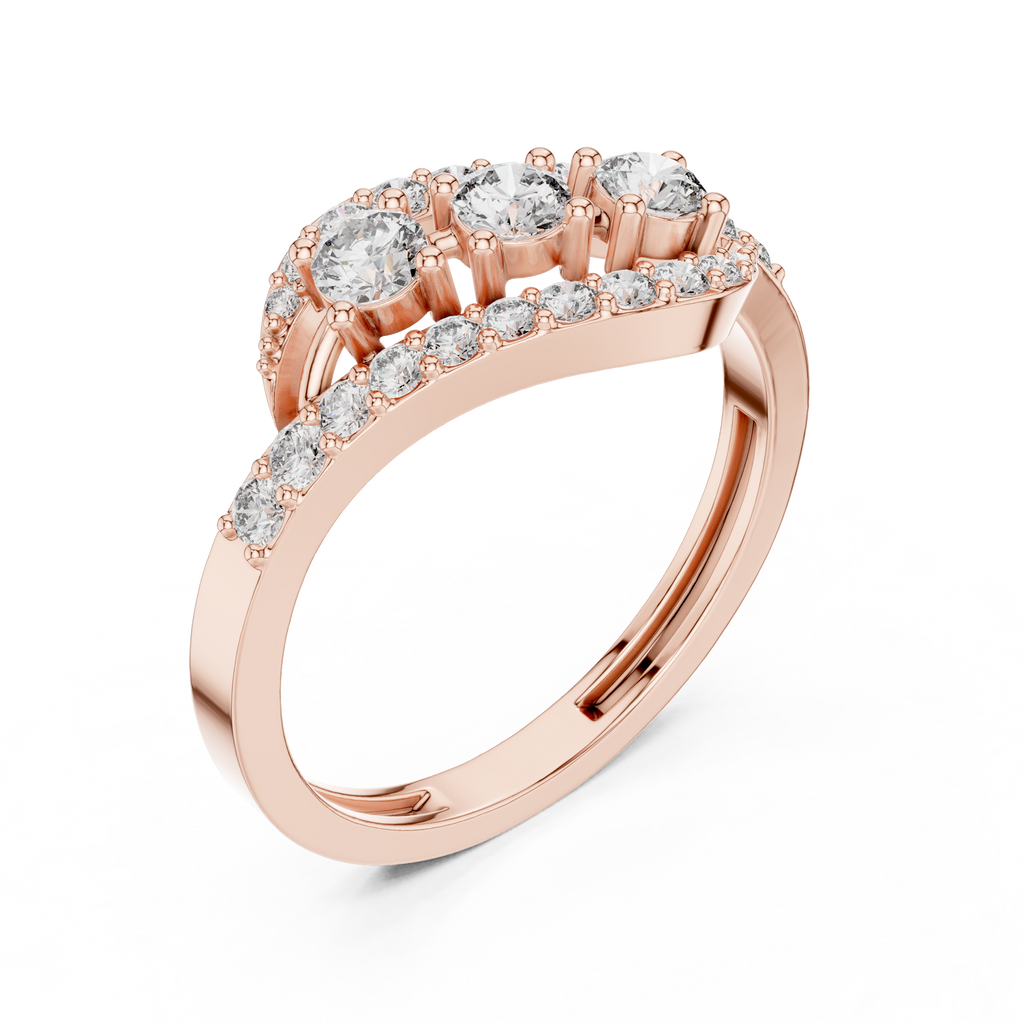 0.53 CT Vintage Three Stone Diamond Swirl Ring