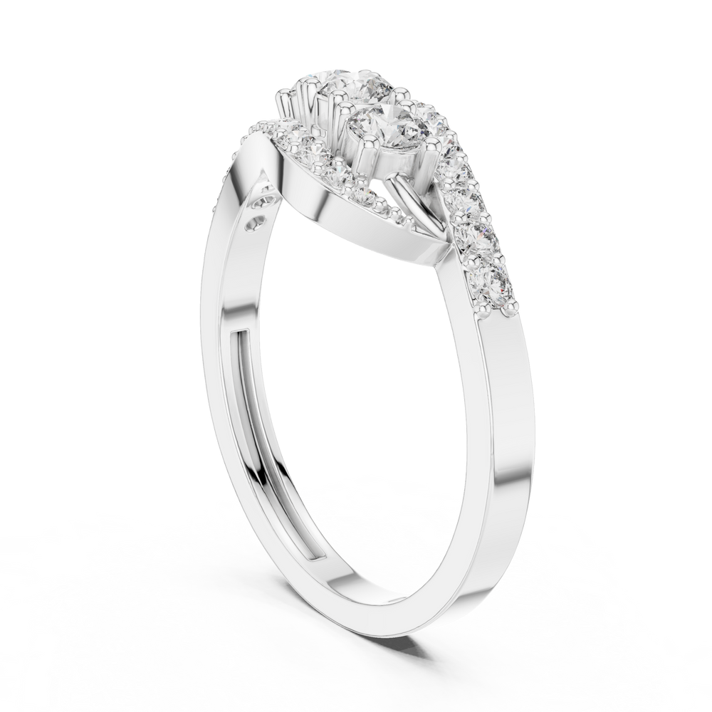 0.53 CT Vintage Three Stone Diamond Swirl Ring