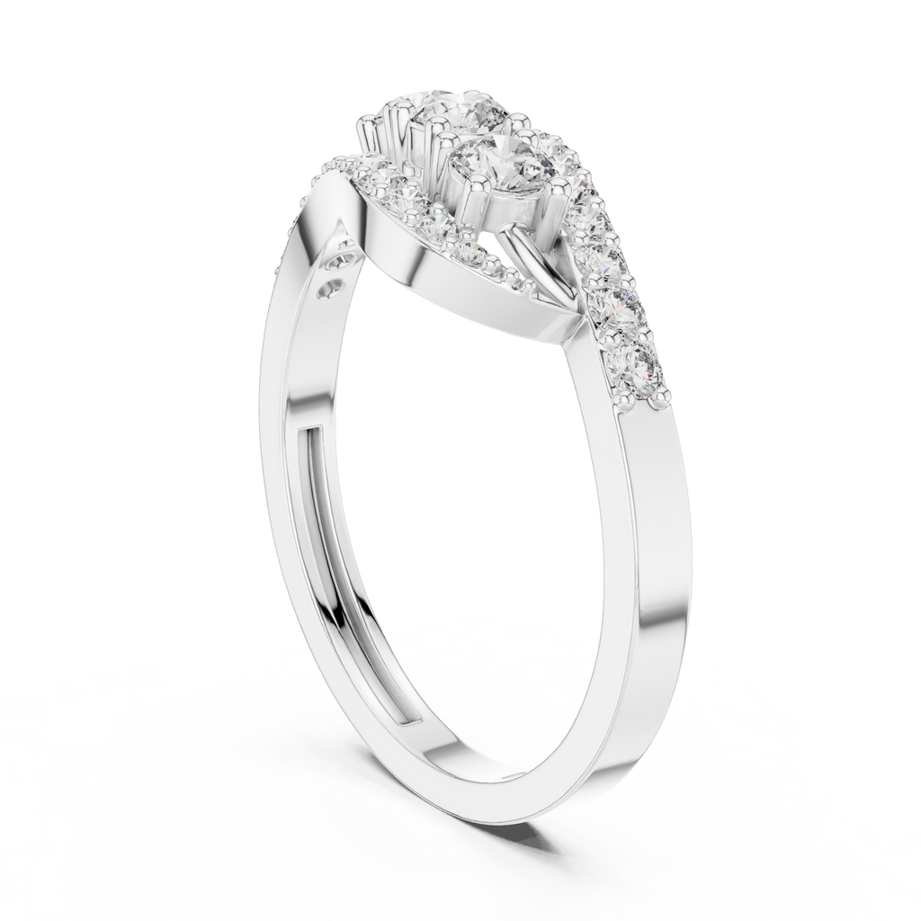 0.53 CT Vintage Three Stone Diamond Swirl Ring