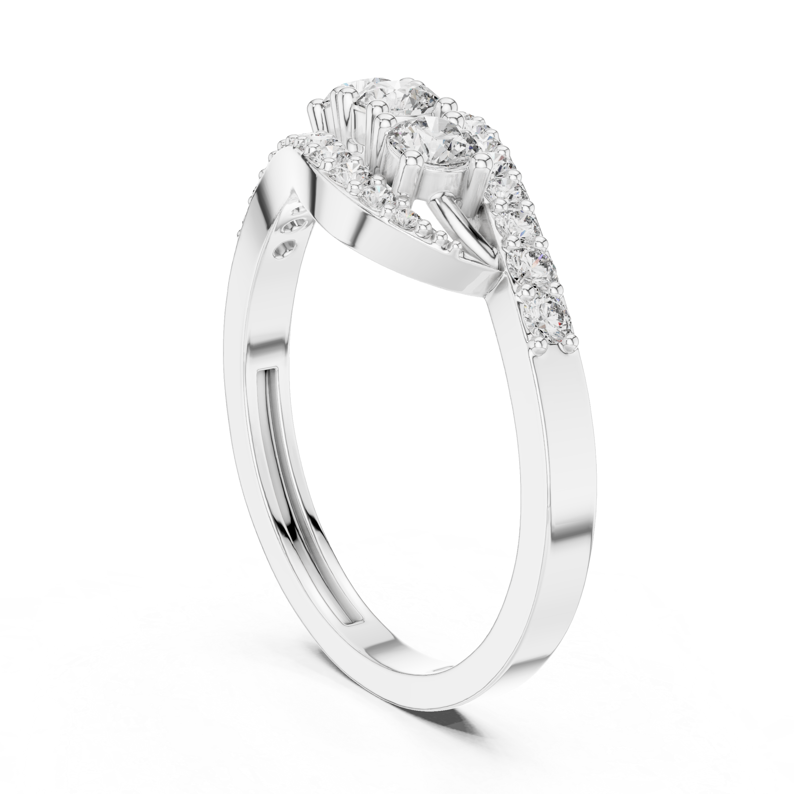 0.53 CT Vintage Three Stone Diamond Swirl Ring