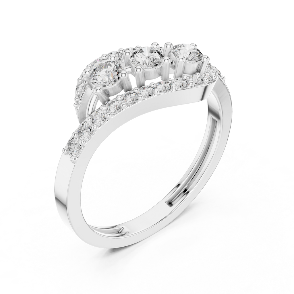 0.53 CT Vintage Three Stone Diamond Swirl Ring
