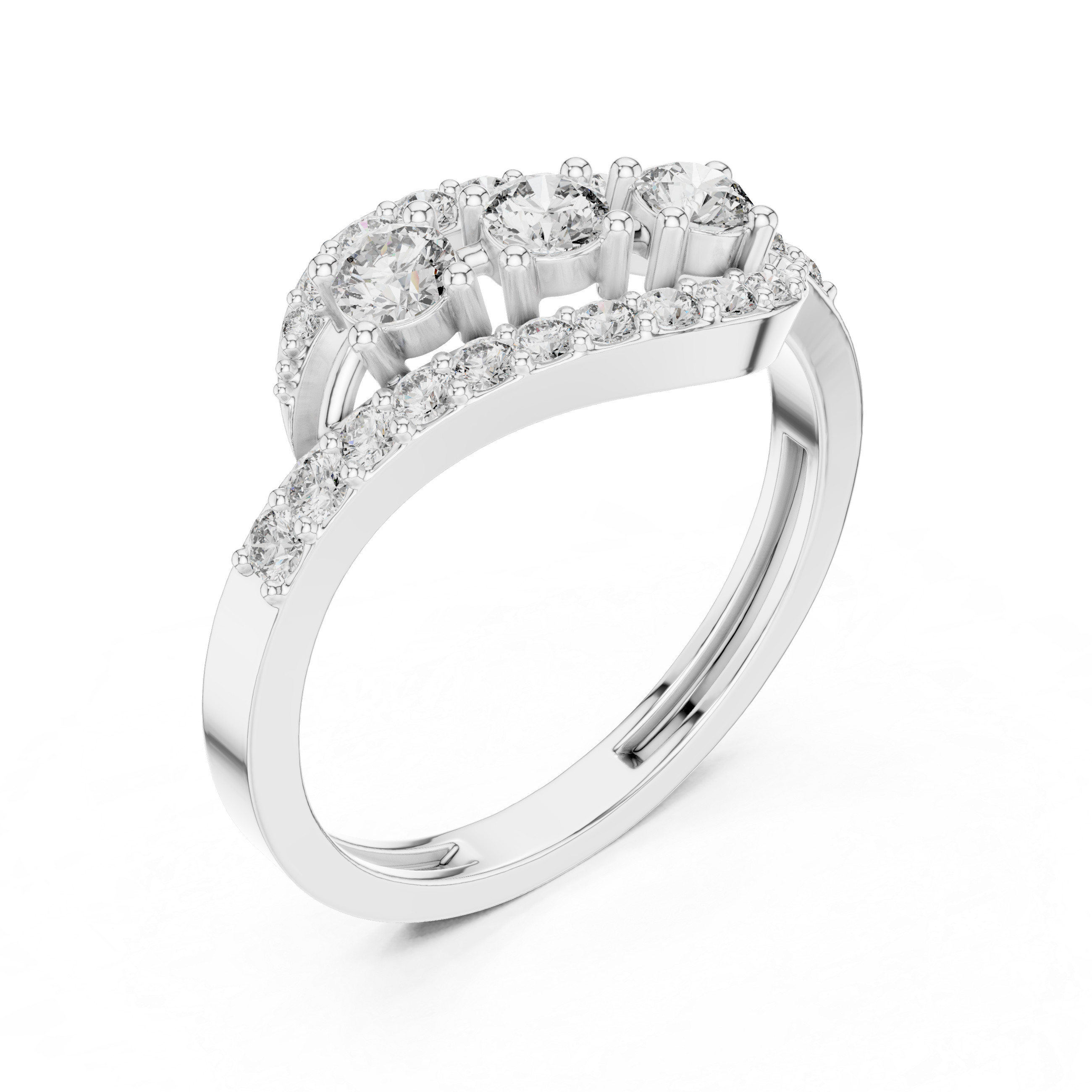 0.53 CT Vintage Three Stone Diamond Swirl Ring