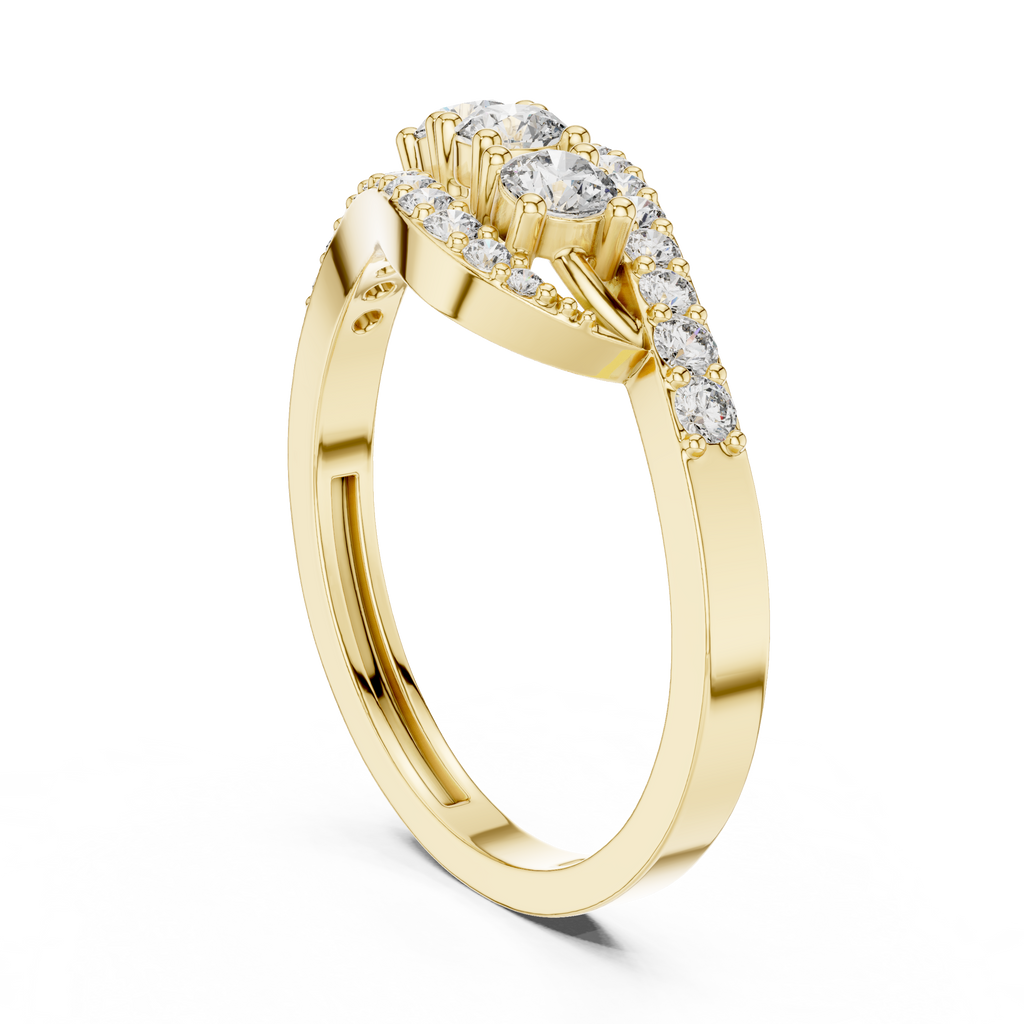 0.53 CT Vintage Three Stone Diamond Swirl Ring