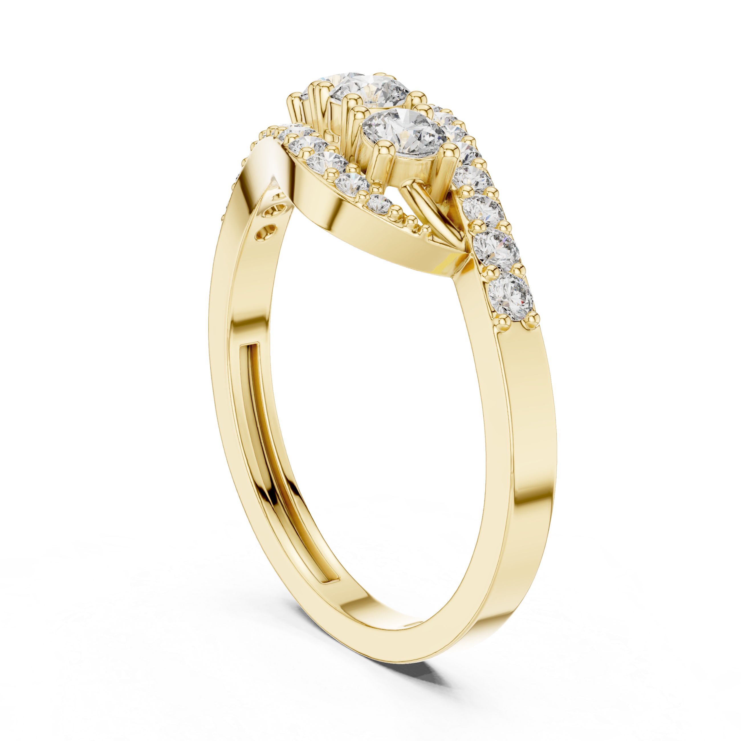 0.53 CT Vintage Three Stone Diamond Swirl Ring