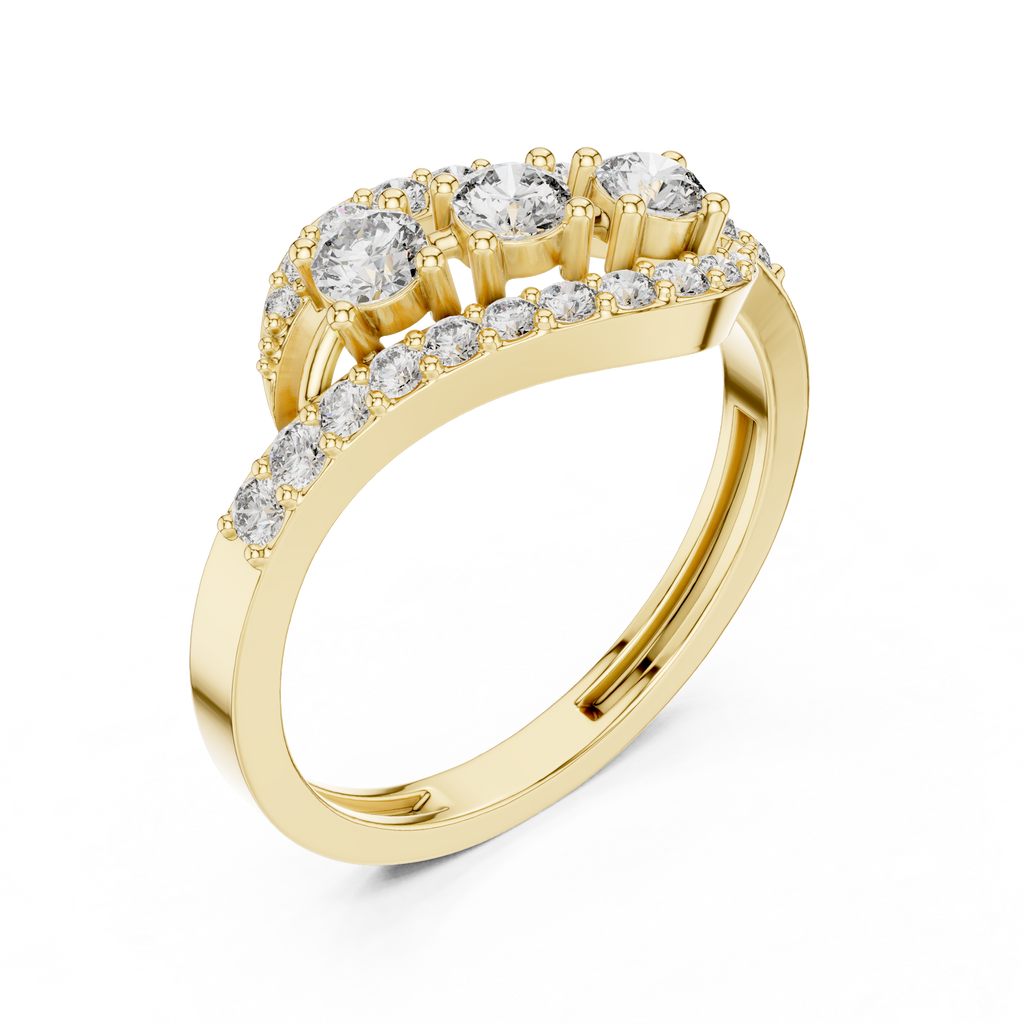 0.53 CT Vintage Three Stone Diamond Swirl Ring