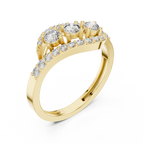 0.53 CT Vintage Three Stone Diamond Swirl Ring