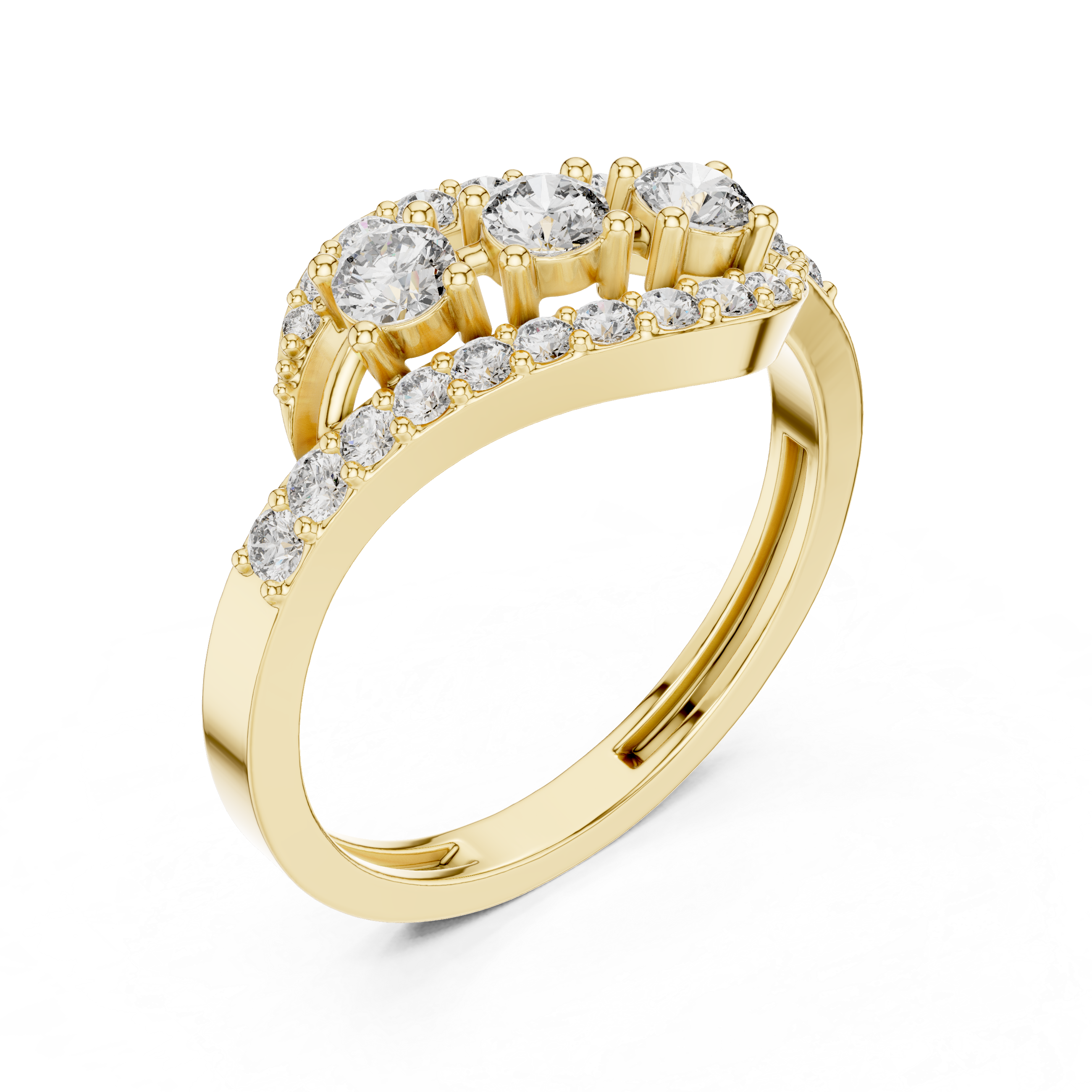 0.53 CT Vintage Three Stone Diamond Swirl Ring