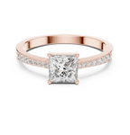 0.74 CT Princess Cut Diamond Solitaire Ring with Pavé Band