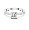 0.74 CT Princess Cut Diamond Solitaire Ring with Pavé Band