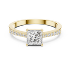 0.74 CT Princess Cut Diamond Solitaire Ring with Pavé Band