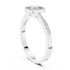 0.74 CT Princess Cut Diamond Solitaire Ring with Pavé Band