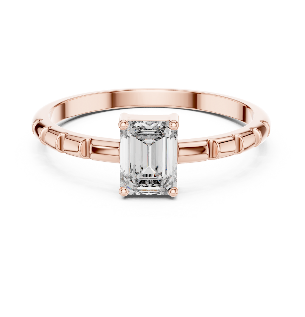 0.50 CT Emerald Cut Solitaire Diamond Ring