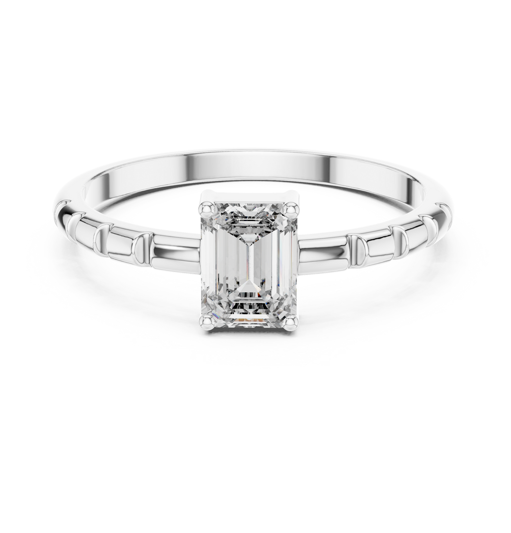 0.50 CT Emerald Cut Solitaire Diamond Ring