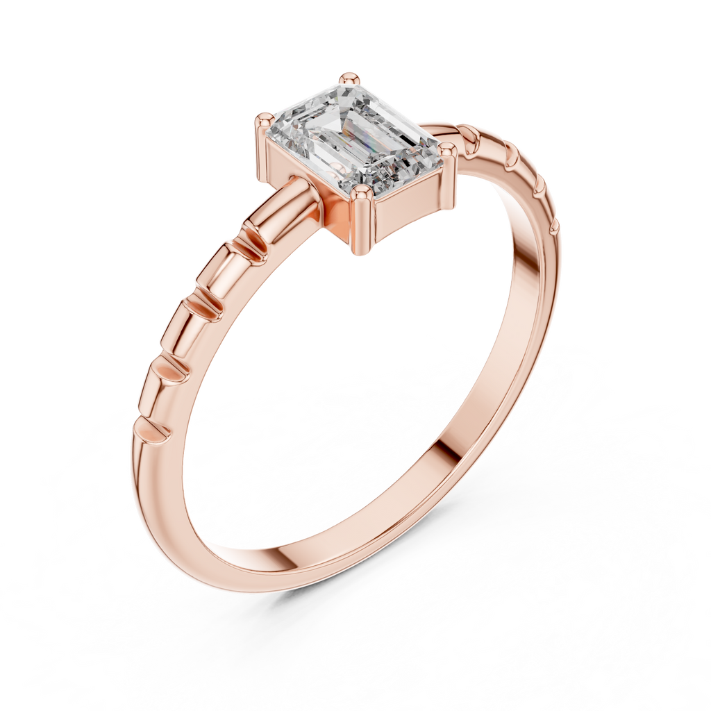 0.50 CT Emerald Cut Solitaire Diamond Ring