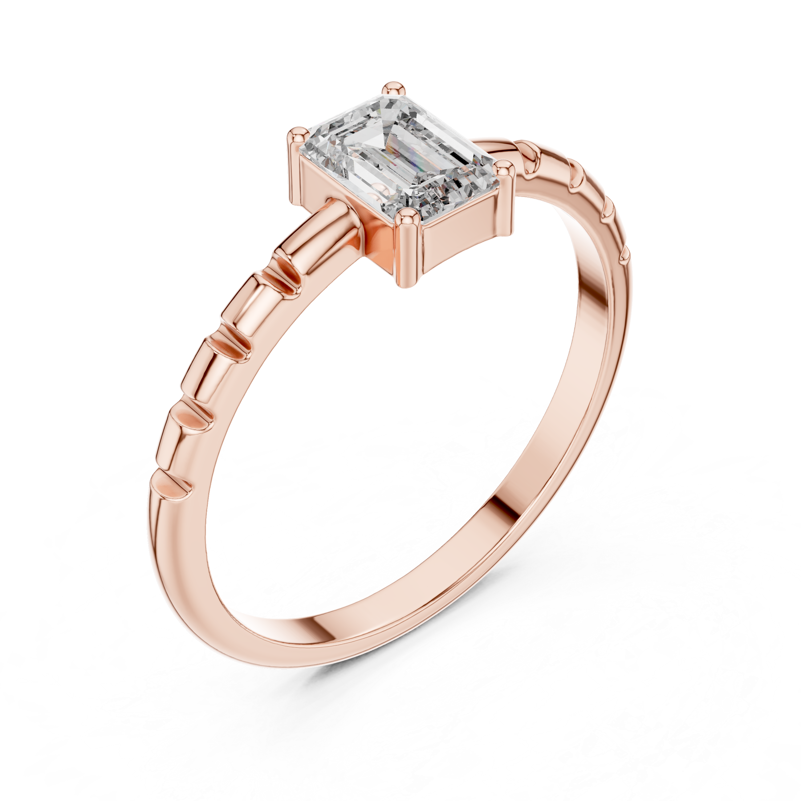 0.50 CT Emerald Cut Solitaire Diamond Ring