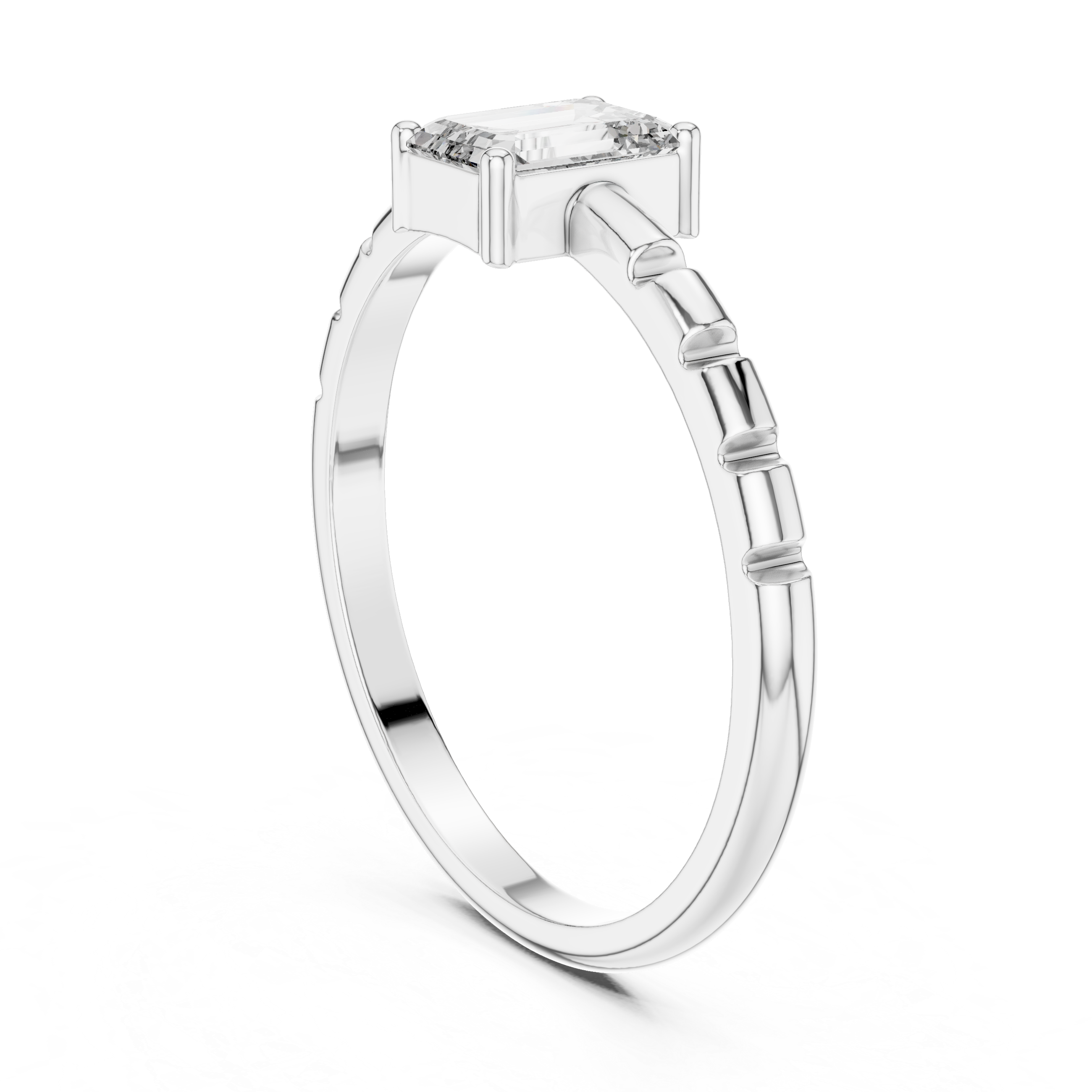 0.50 CT Emerald Cut Solitaire Diamond Ring