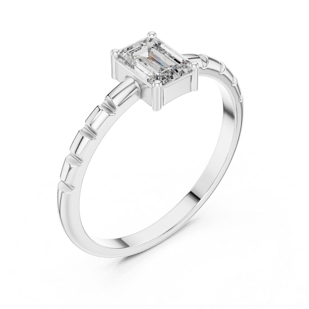 0.50 CT Emerald Cut Solitaire Diamond Ring