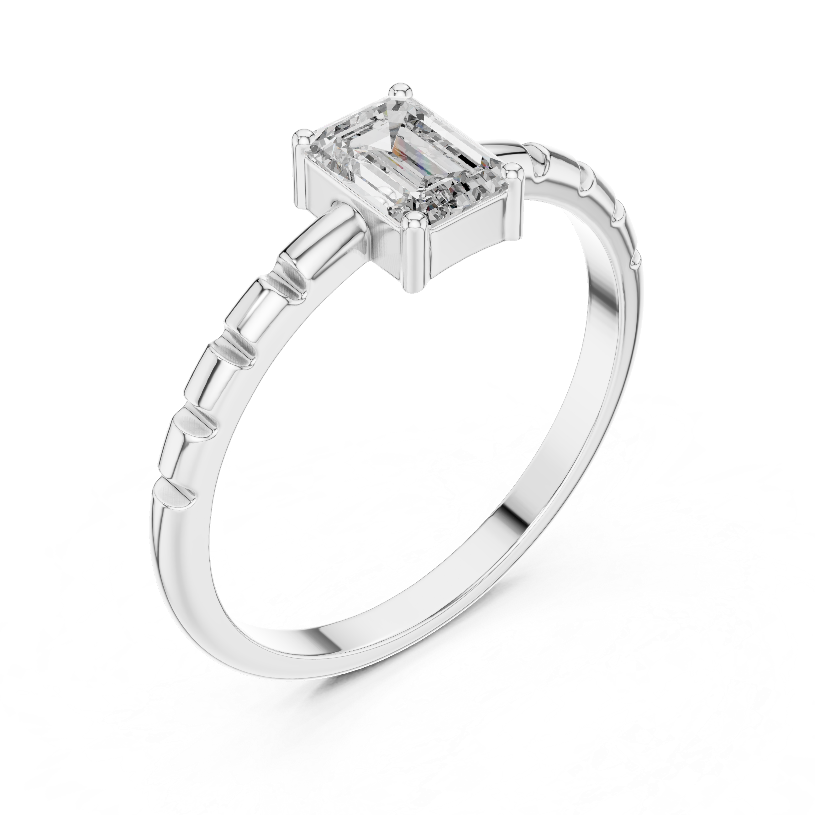 0.50 CT Emerald Cut Solitaire Diamond Ring