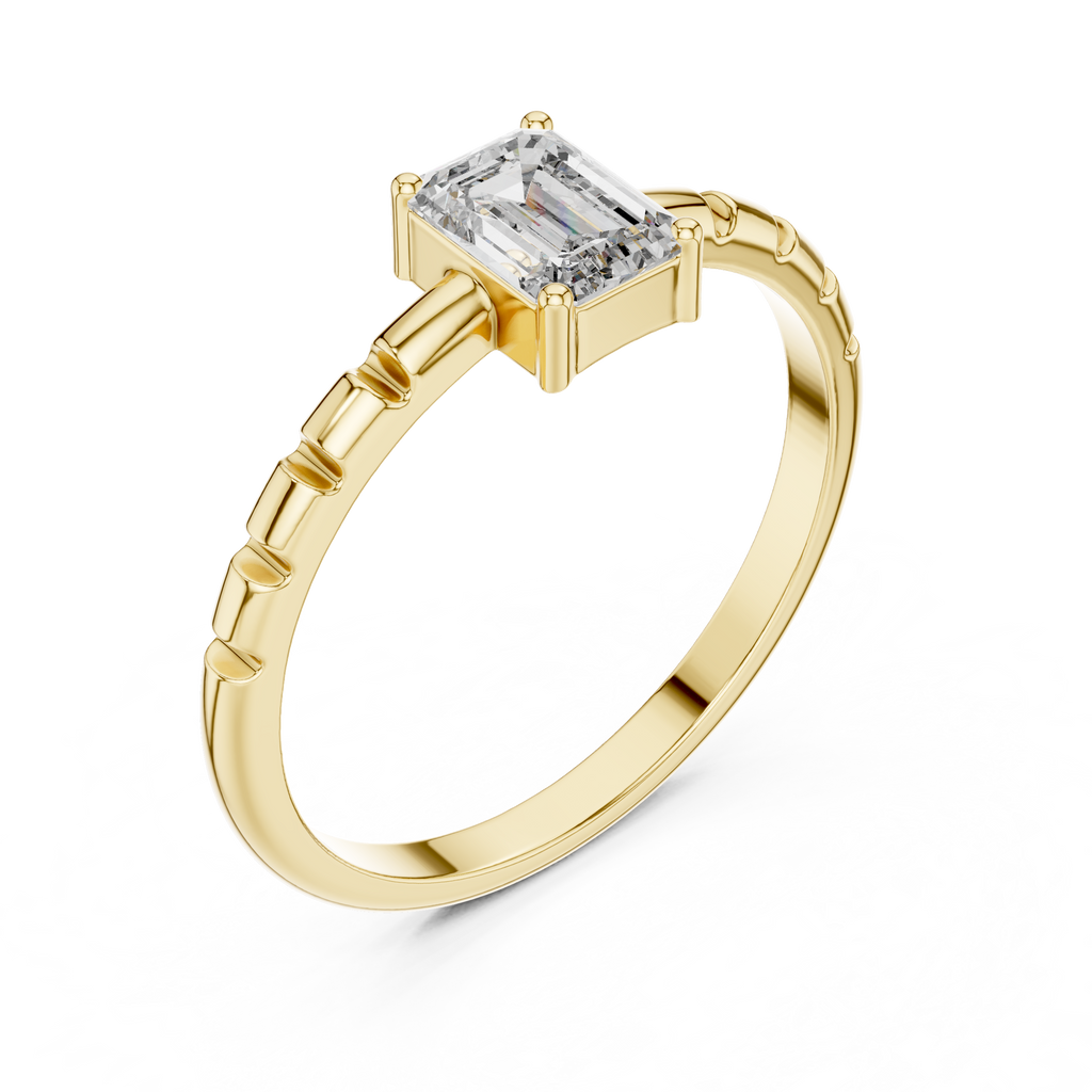 0.50 CT Emerald Cut Solitaire Diamond Ring