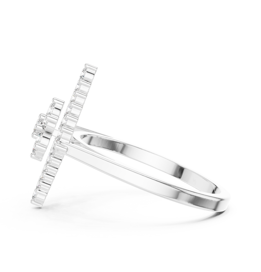 0.68 CT Geometric Floral Cluster Diamond Ring