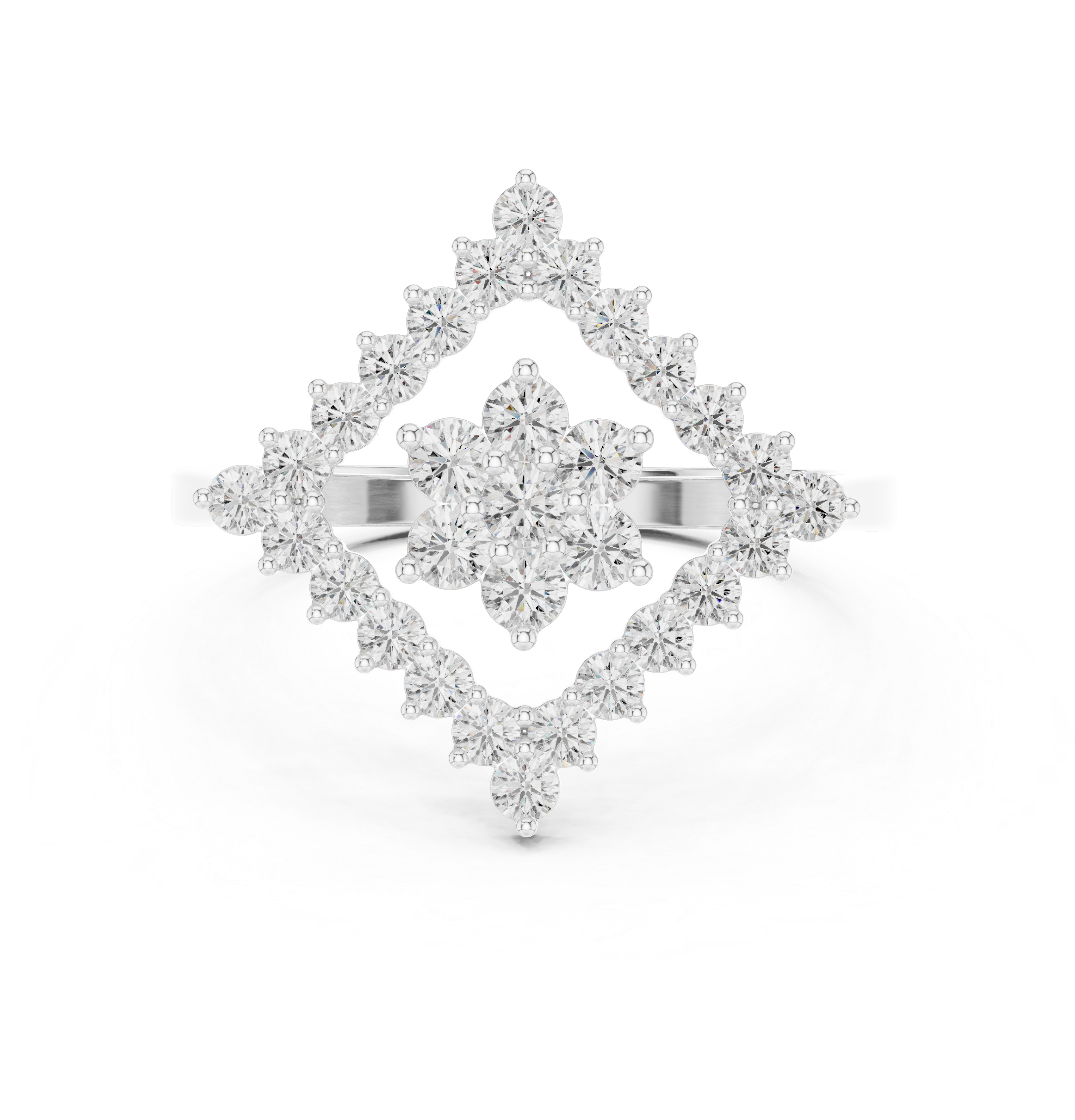 0.68 CT Geometric Floral Cluster Diamond Ring