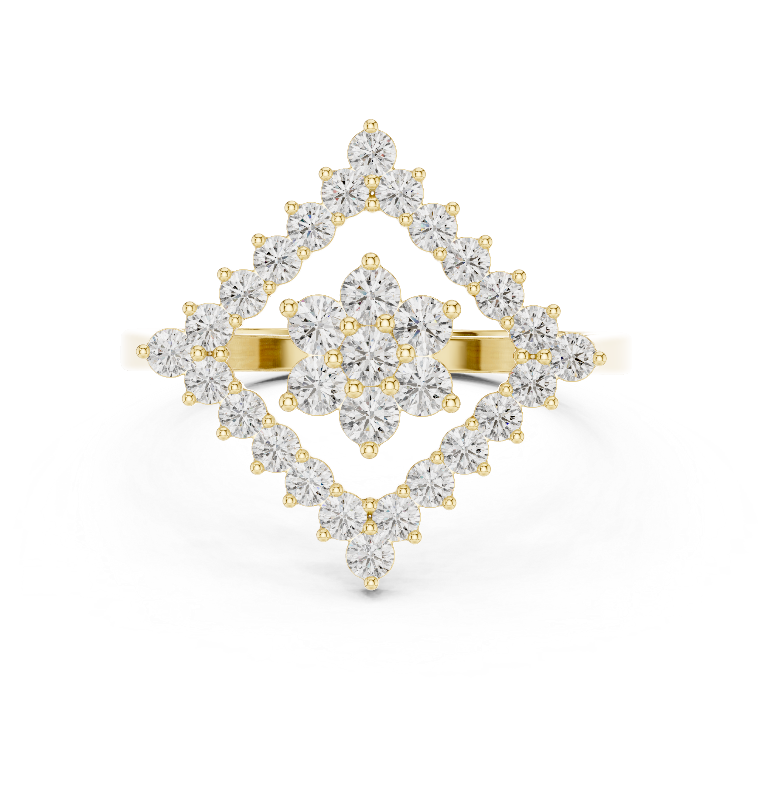 0.68 CT Geometric Floral Cluster Diamond Ring