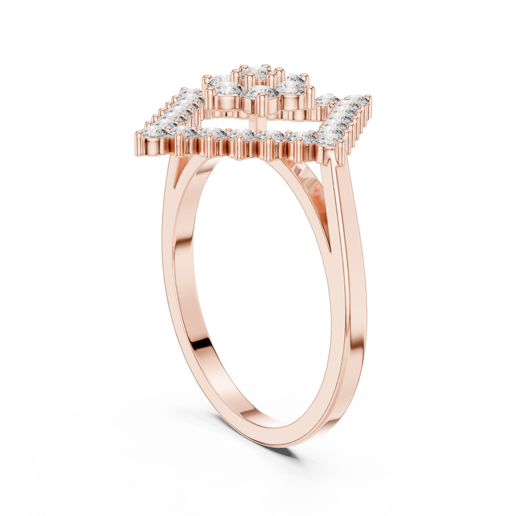 0.68 CT Geometric Floral Cluster Diamond Ring