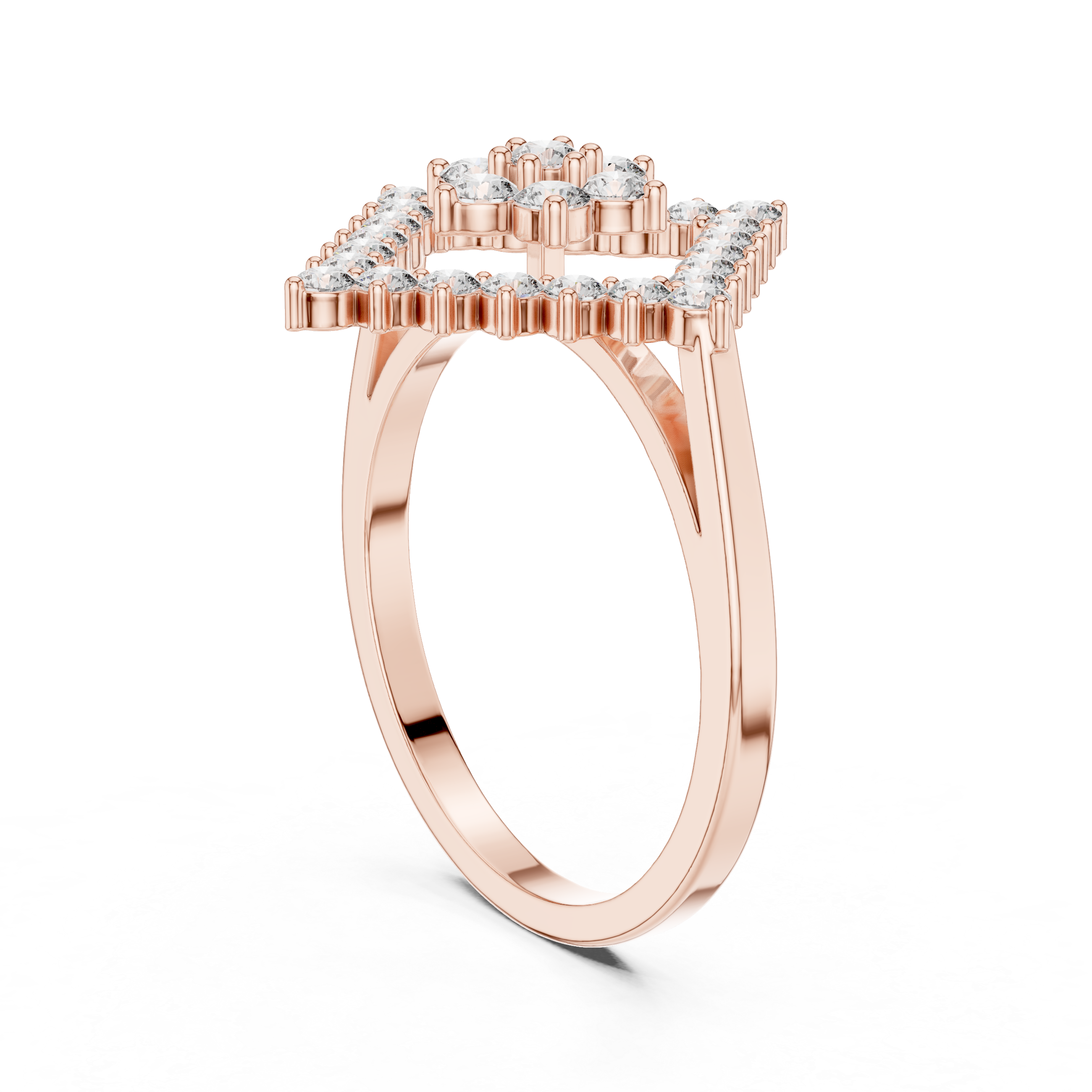 0.68 CT Geometric Floral Cluster Diamond Ring