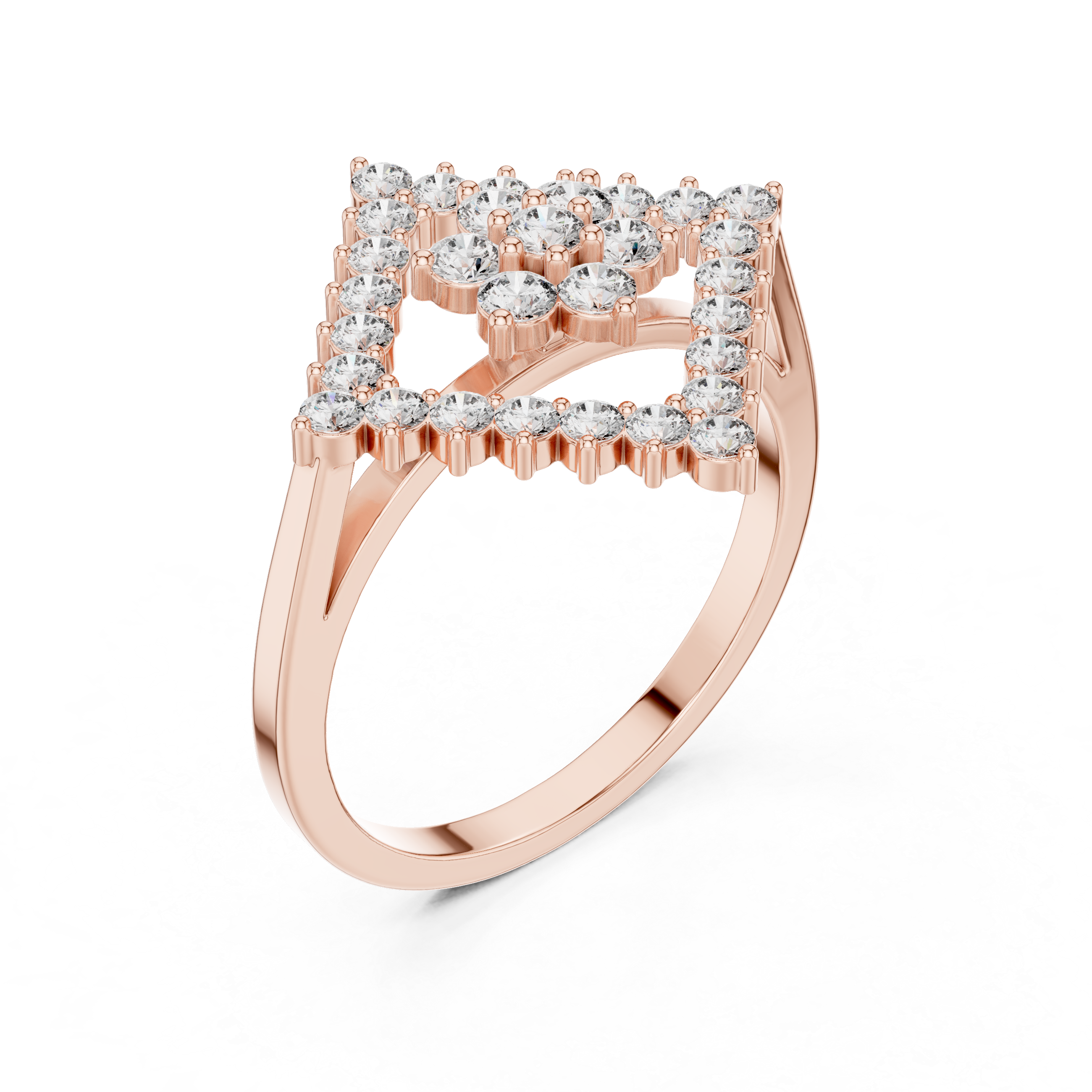 0.68 CT Geometric Floral Cluster Diamond Ring