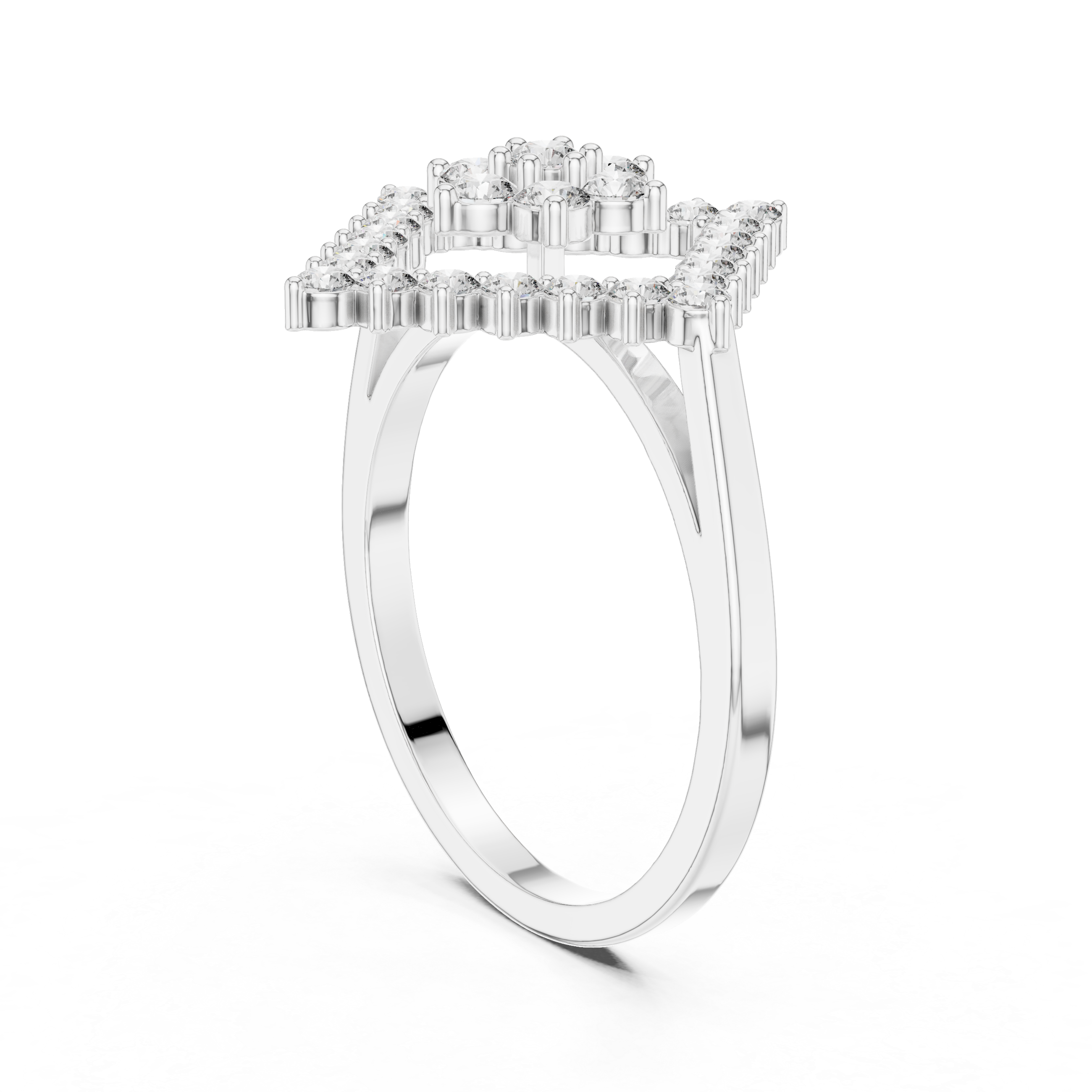 0.68 CT Geometric Floral Cluster Diamond Ring