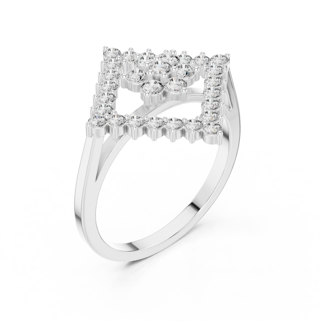 0.68 CT Geometric Floral Cluster Diamond Ring
