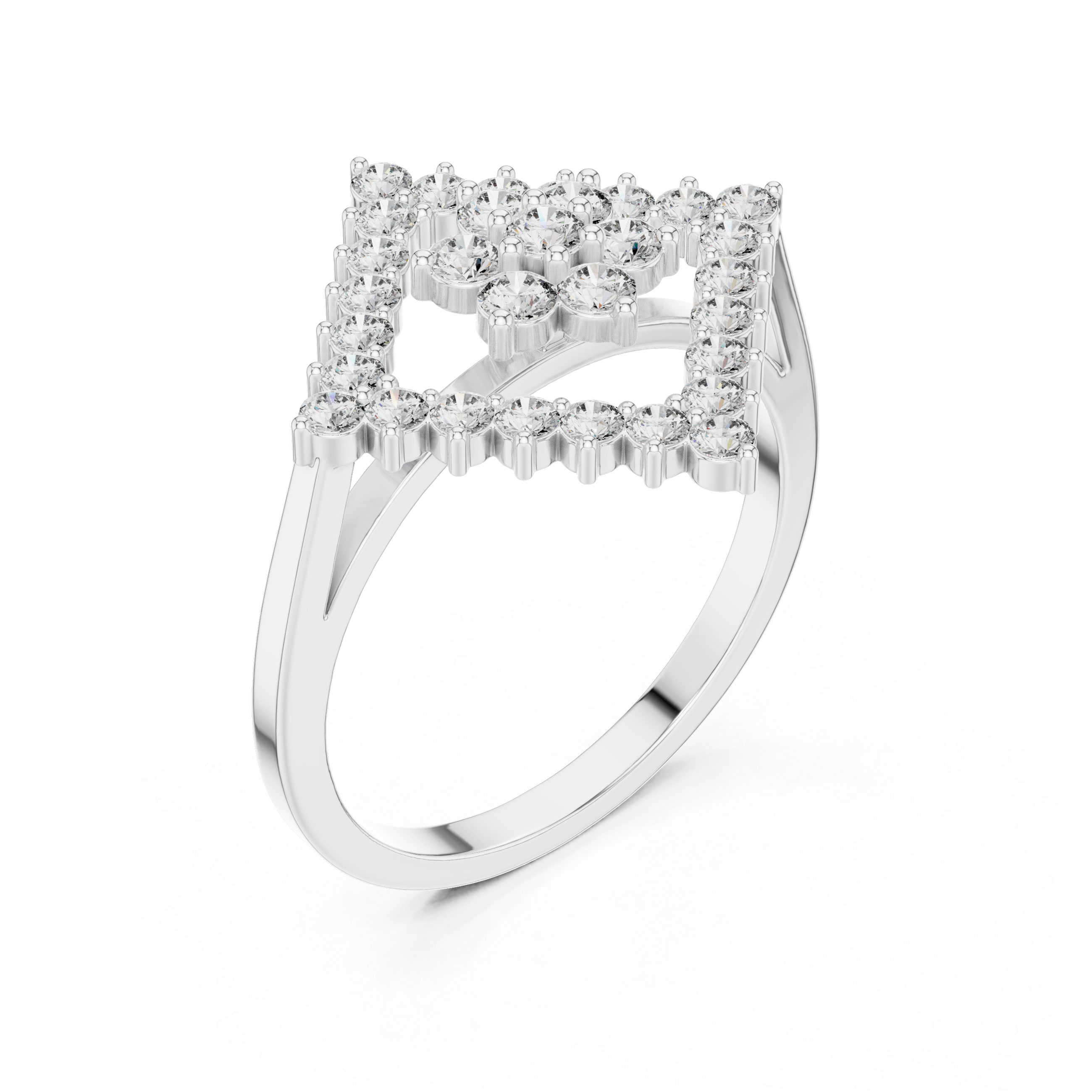 0.68 CT Geometric Floral Cluster Diamond Ring