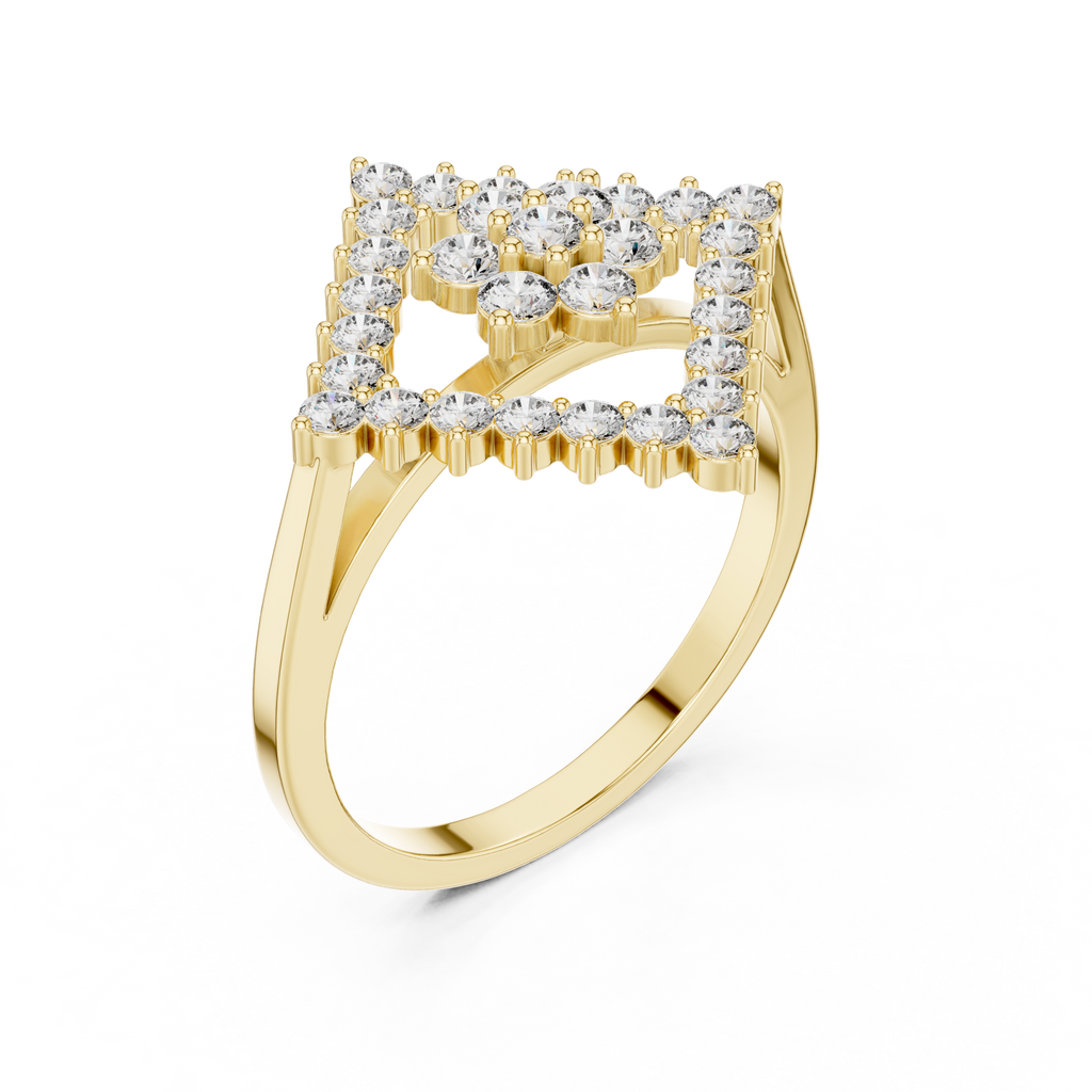 0.68 CT Geometric Floral Cluster Diamond Ring