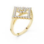 0.68 CT Geometric Floral Cluster Diamond Ring