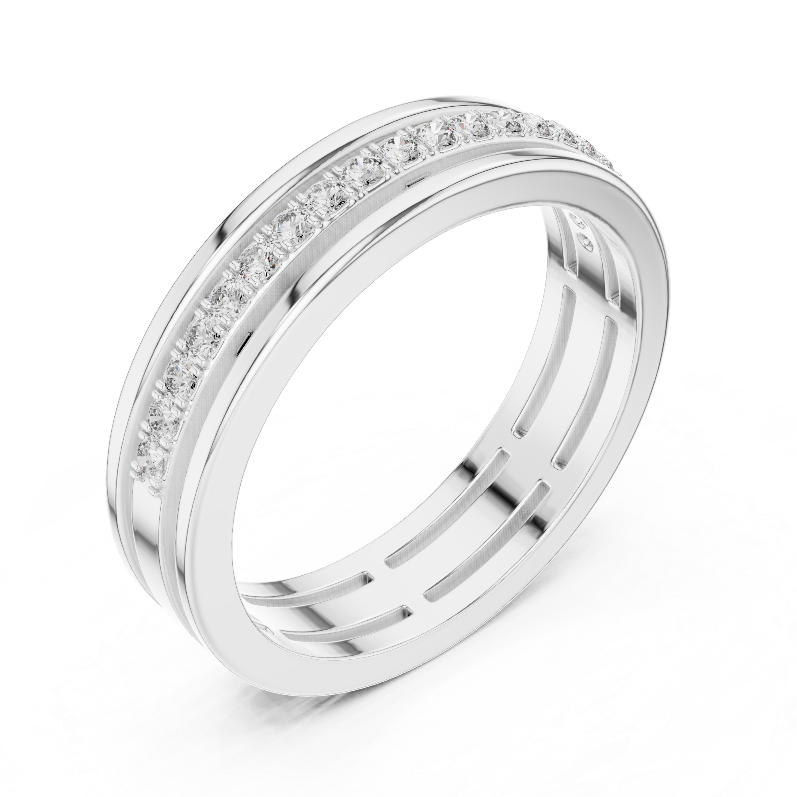 Modern Bezel Set Princess Diamond Band Ring