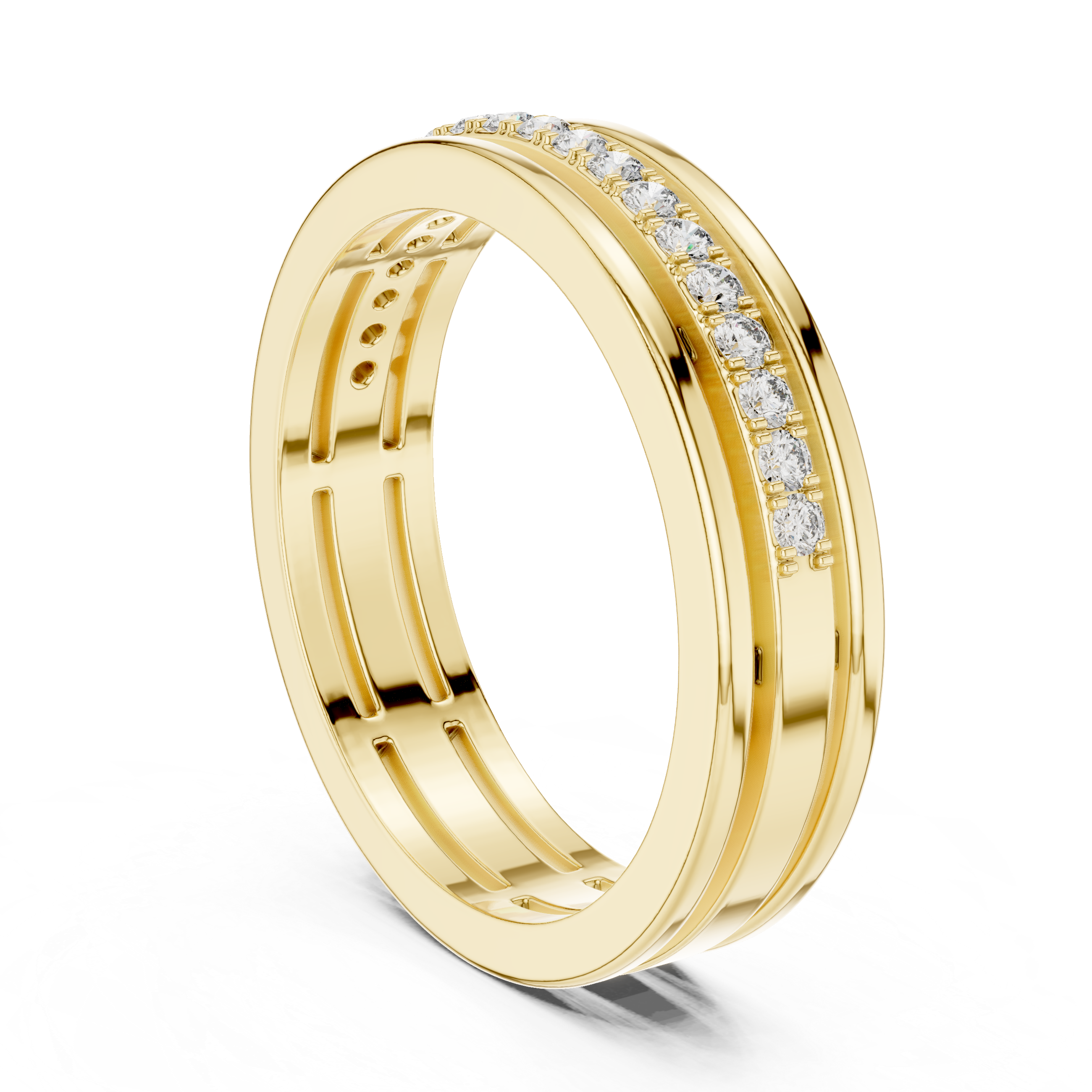 Modern Bezel Set Princess Diamond Band Ring