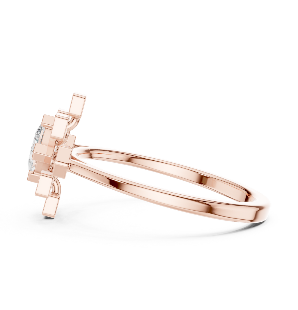 0.27 CT Princess Cut Floral Star Diamond Ring