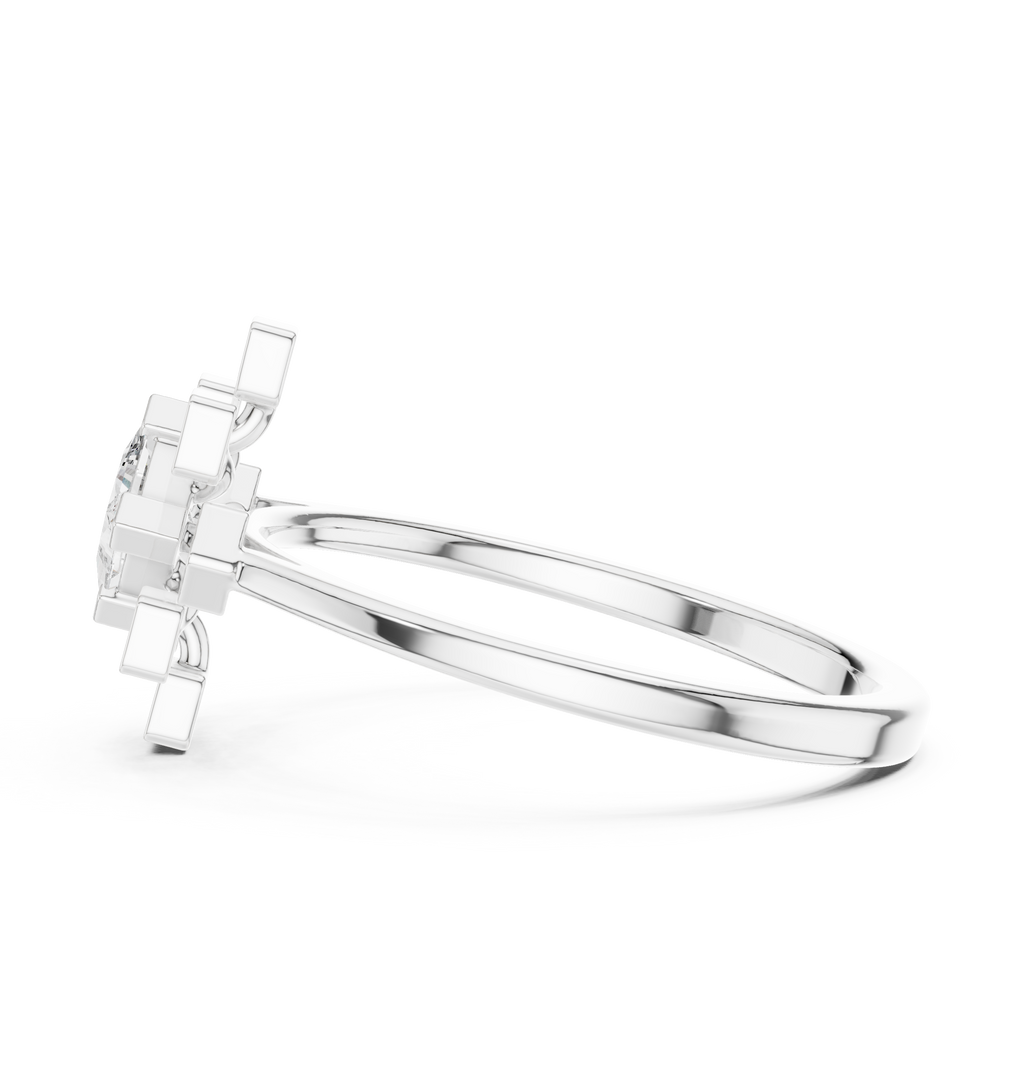0.27 CT Princess Cut Floral Star Diamond Ring