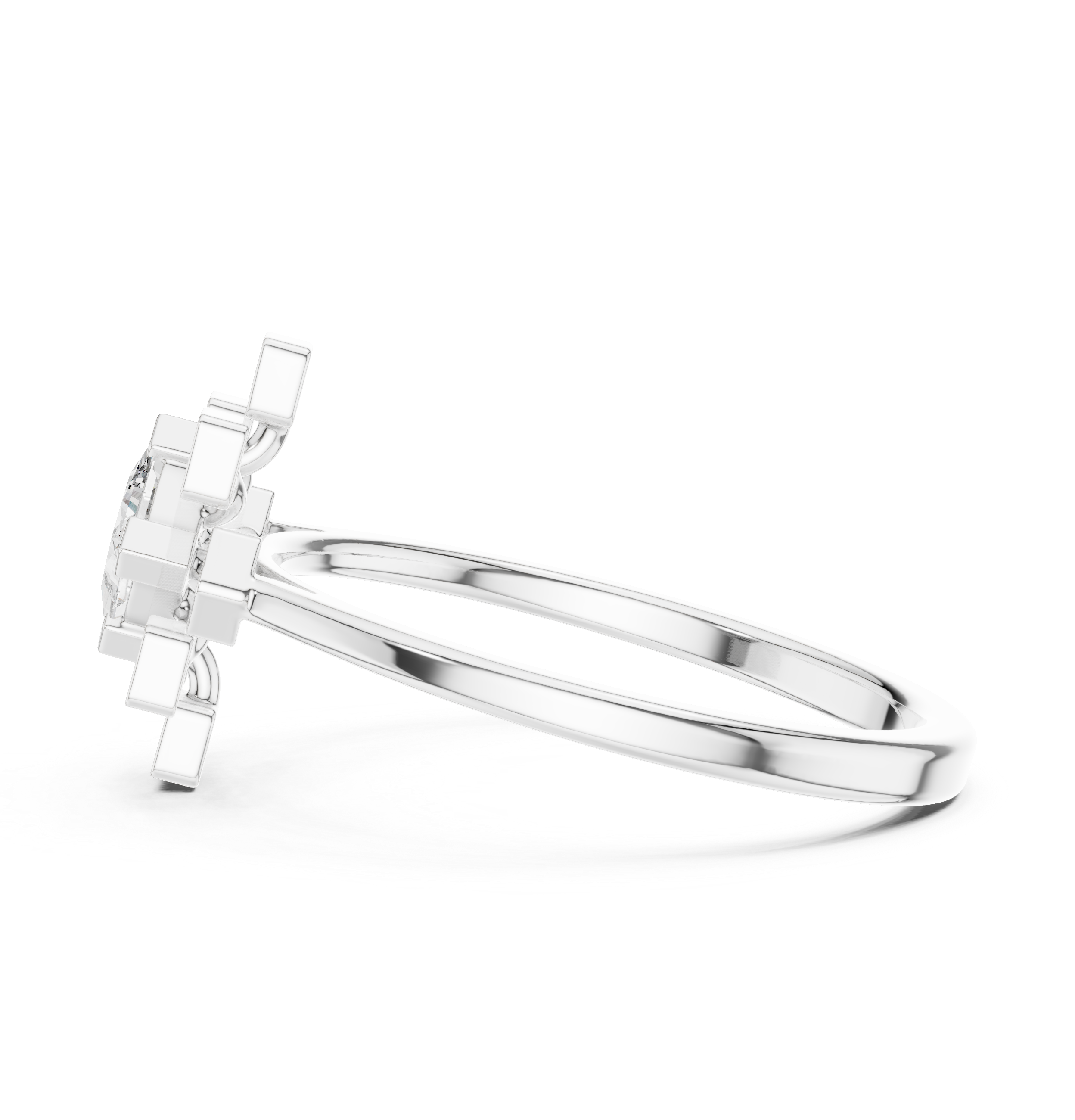 0.27 CT Princess Cut Floral Star Diamond Ring