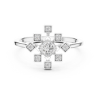 0.27 CT Princess Cut Floral Star Diamond Ring