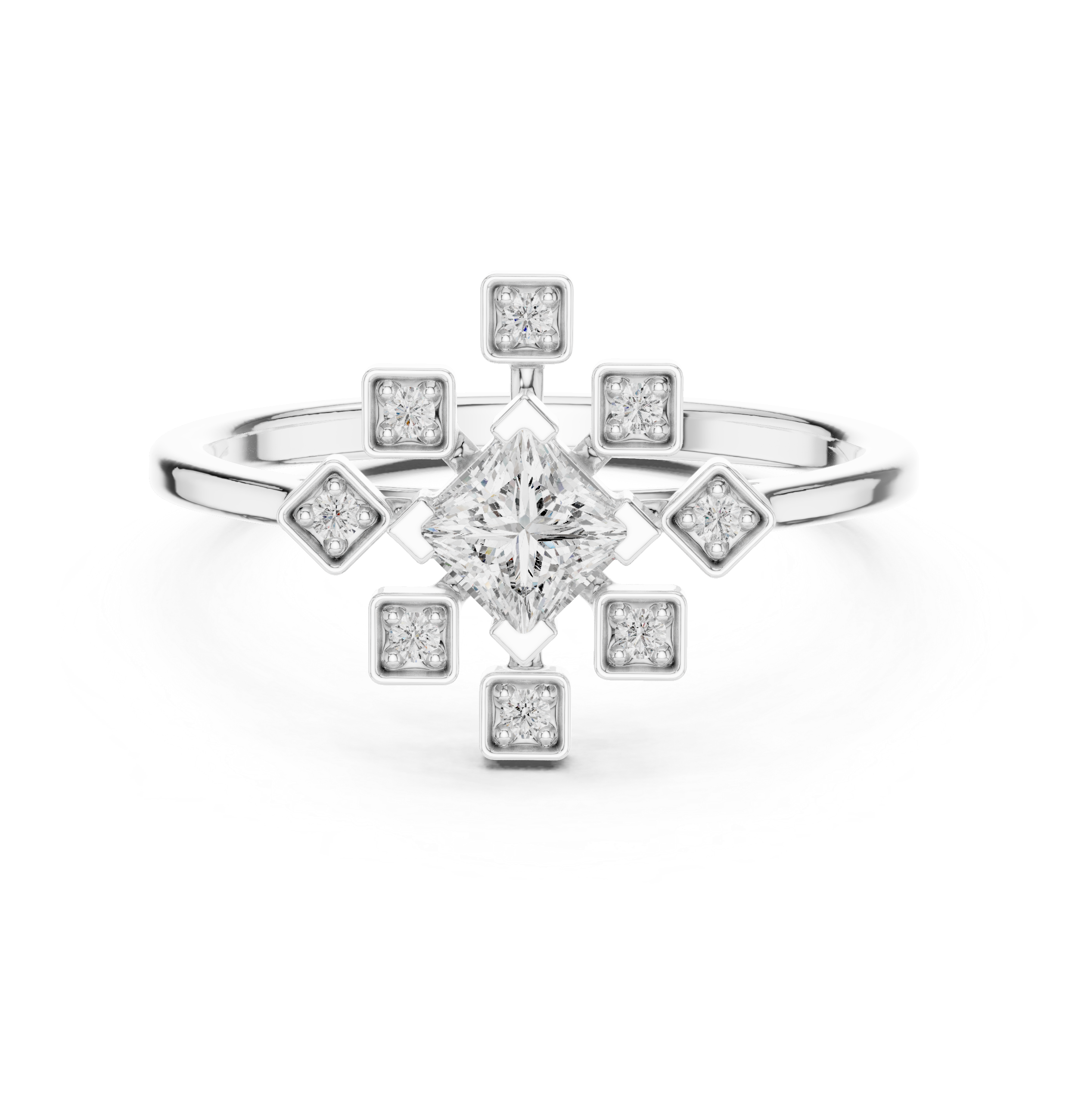 0.27 CT Princess Cut Floral Star Diamond Ring