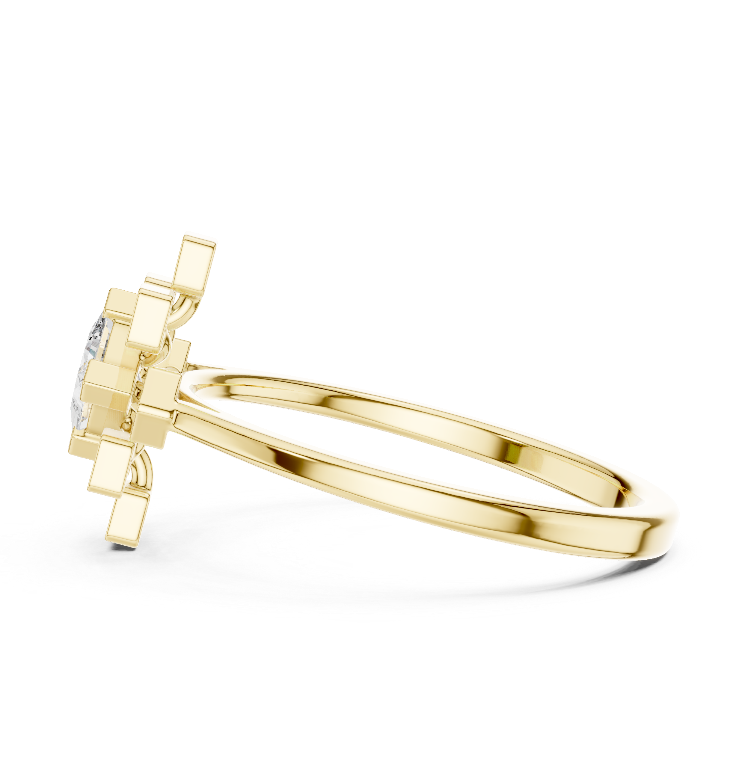 0.27 CT Princess Cut Floral Star Diamond Ring
