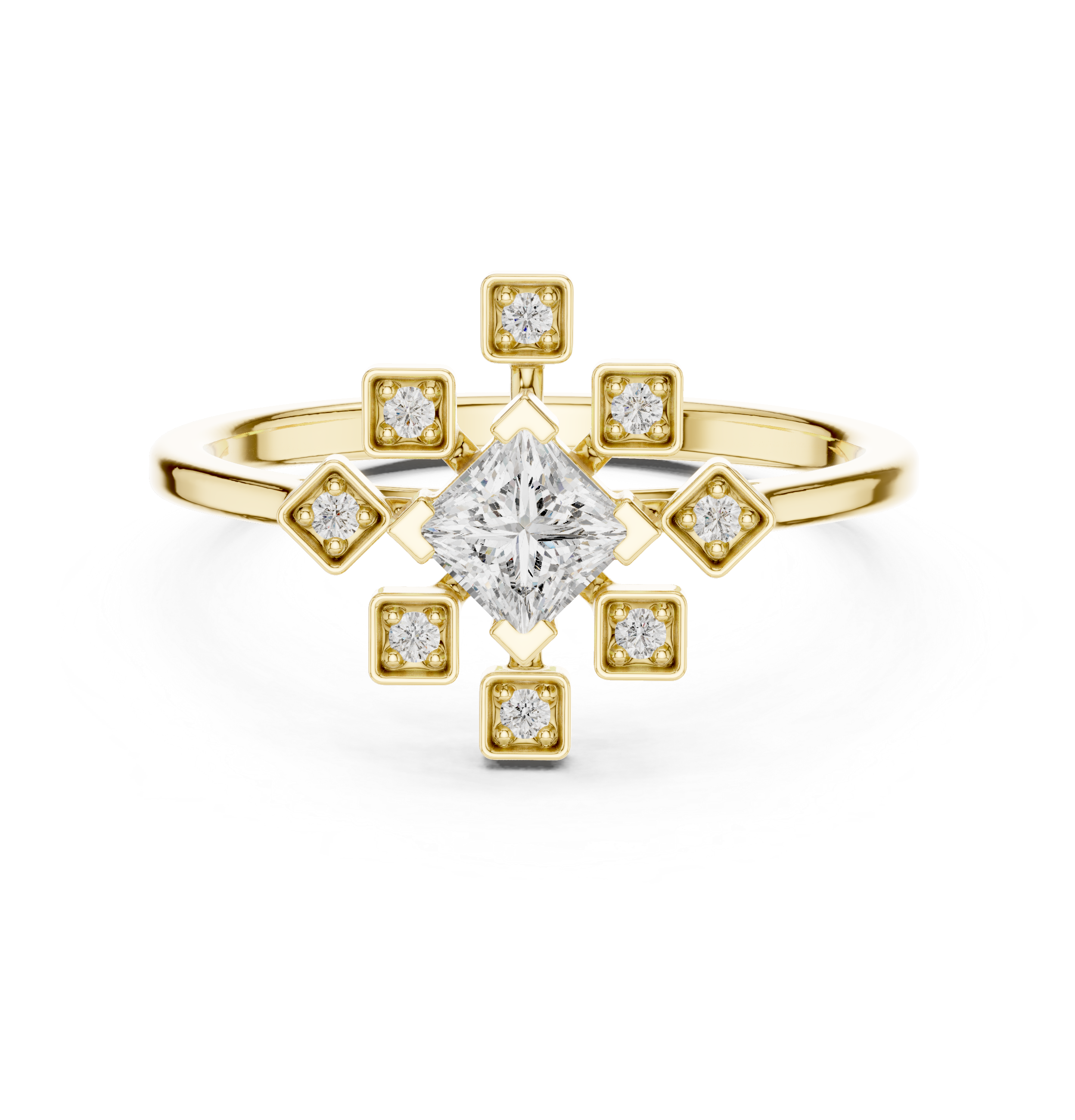 0.27 CT Princess Cut Floral Star Diamond Ring