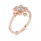 0.27 CT Princess Cut Floral Star Diamond Ring