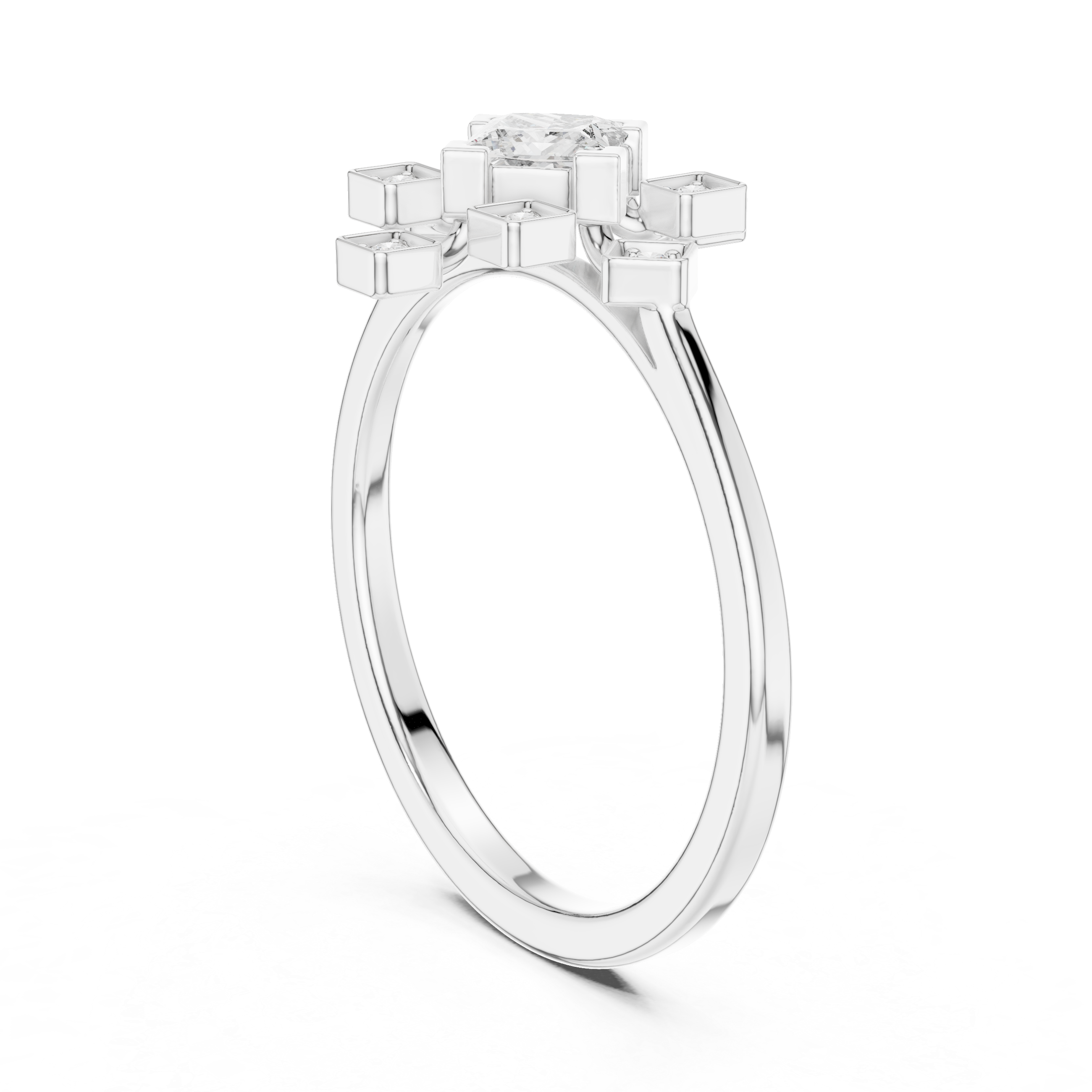 0.27 CT Princess Cut Floral Star Diamond Ring