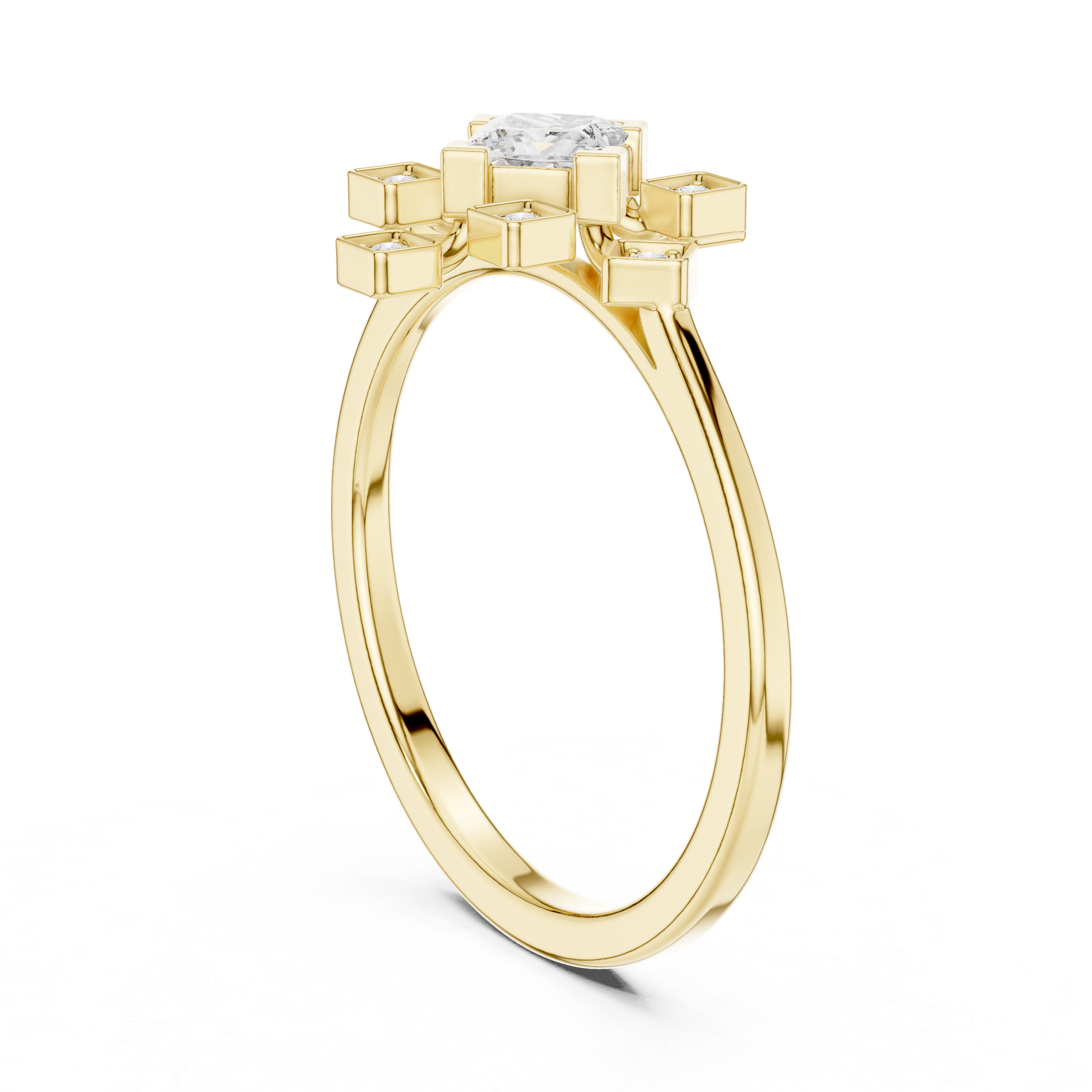 0.27 CT Princess Cut Floral Star Diamond Ring