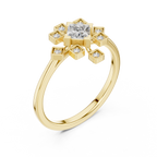 0.27 CT Princess Cut Floral Star Diamond Ring