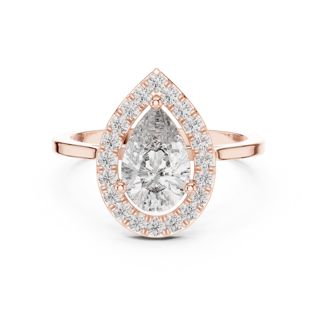 1.20 CT Pear Cut Halo Diamond Engagement Ring