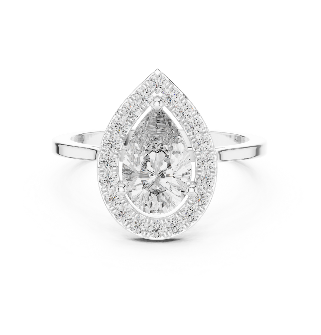 1.20 CT Pear Cut Halo Diamond Engagement Ring
